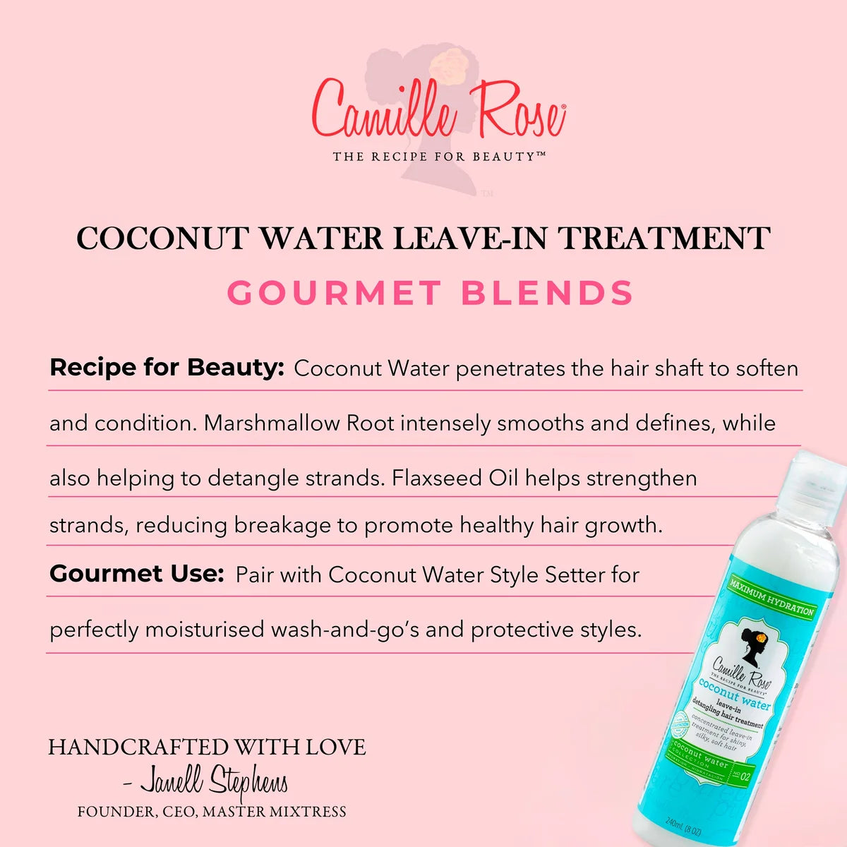 Camille Rose Coconut Water Leave-In Detangling Hair Treatment (Original)
