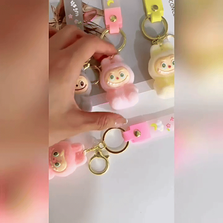 Labubu - Wish & Fuzz Rainbow Wrist‑Strap Keychain