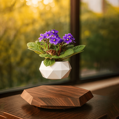Levitating - Floating Flower Pot with Wood Base ©