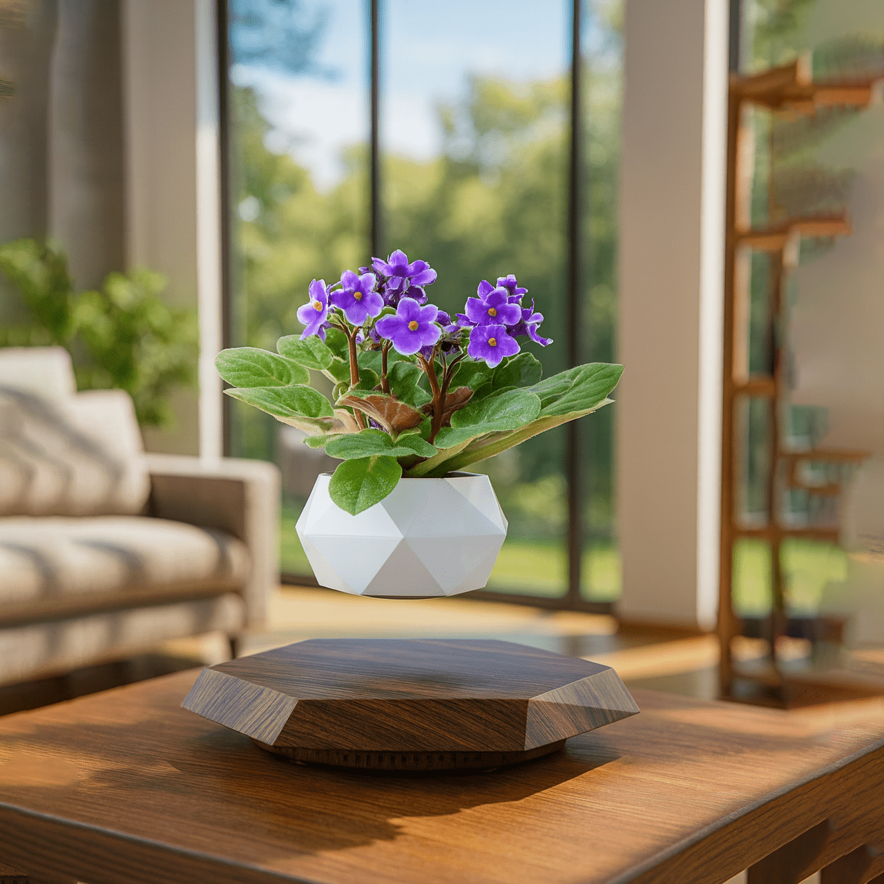 Levitating - Floating Flower Pot with Wood Base ©
