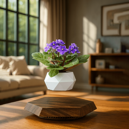 Levitating - Floating Flower Pot with Wood Base ©