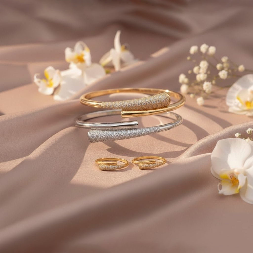 Linked Chain Luxury Bangle & Ring Set