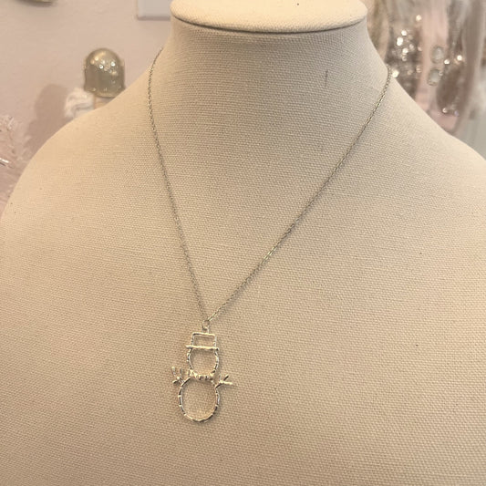 Personalized Snowman Earrings And Pendant Fashion Simple Christmas Hollow Necklace For Women Jewelry