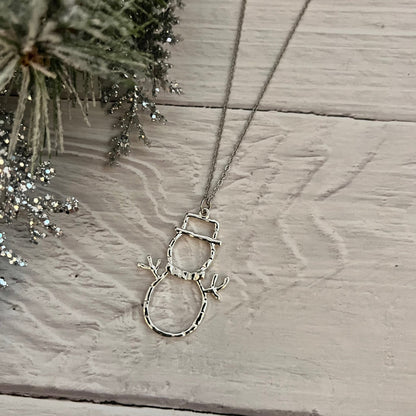 Personalized Snowman Earrings And Pendant Fashion Simple Christmas Hollow Necklace For Women Jewelry