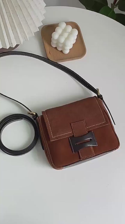 Dull Polish Genuine Leather Shoulder Messenger Bag