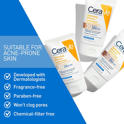 CeraVe Hydrating Mineral Sunscreen SPF 30 Face Sheer Tint